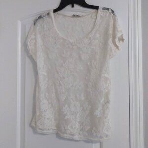 NEU LOOK White Lace Women's Top Sz- 12 (M)